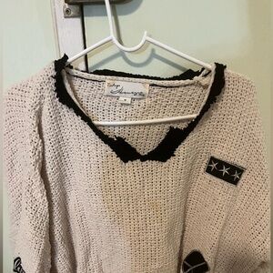 Vintage Black and Cream Knit Sweater
